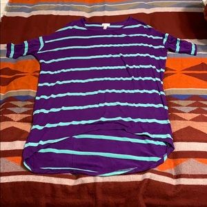 LuLaRoe Purple/Teal Striped Shirt